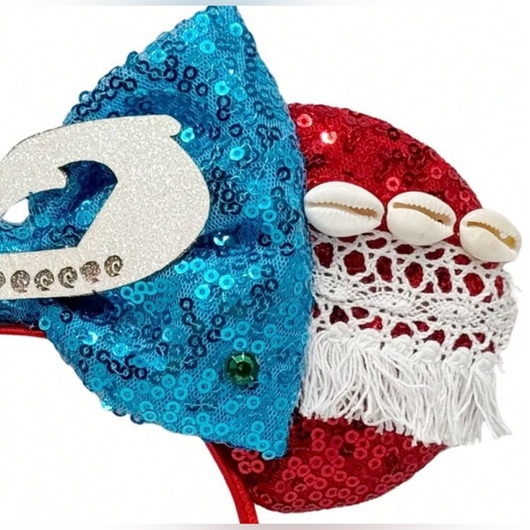 Moana Maui Mouse Ears WITH Ocean Heart of Te Fiti Necklace Disneyland Headband - Picture 5 of 8